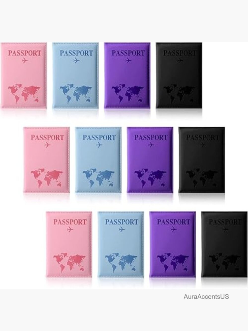 Set of 12 Passport Covers Wallet Case Travel Essentials PU Leather